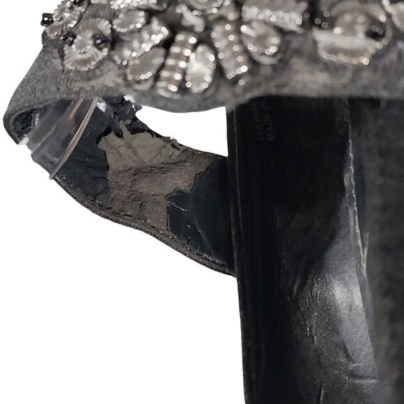 NWOT! TAHARI! BLACK GENUINE SUEDE LEATHER W/PATENT HEEL, BEADED DETAIL HEELS! 8M - Picture 10 of 11